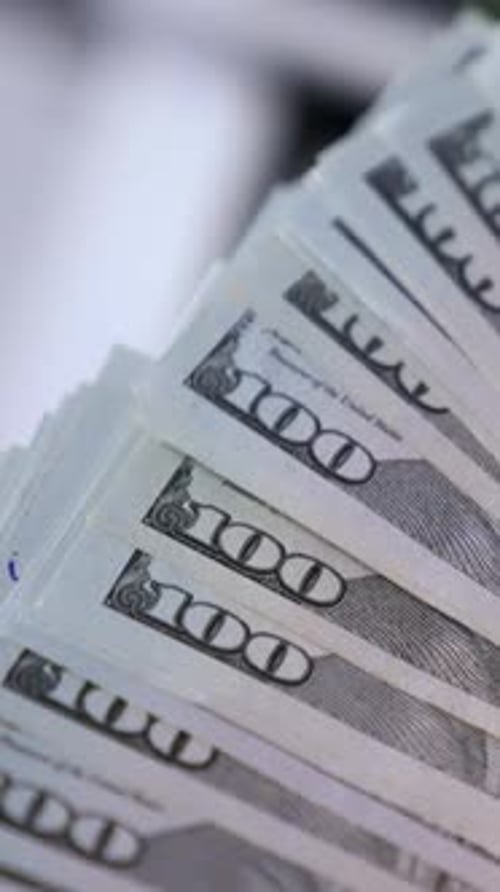 Stack of Hundred Dollar Bills Close Up