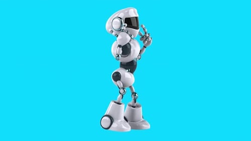 Fun 3D cartoon happy robot (with alpha channel)