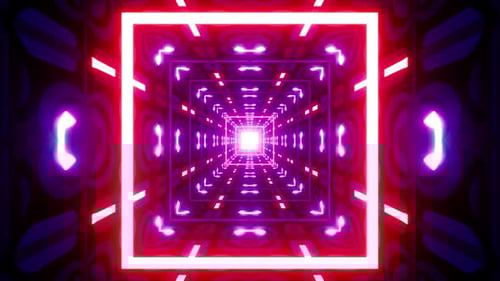 Fondo de túnel cuadrado de luz con patrón colorido