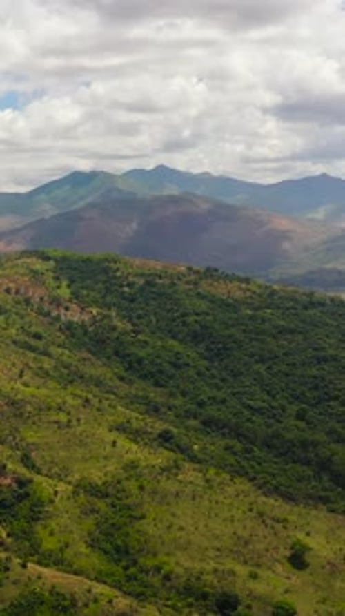 Lush Green Mountain Range Aerial View