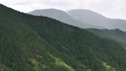 Mountain Ridge And Lakes From A Drone View. Scenic Aerial Footage