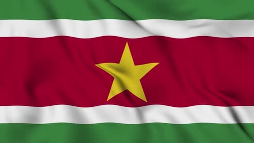 Suriname National Flag Realistic Waving Animation