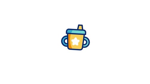 Animated Baby Bottle Icon in Flat Design for Family Content