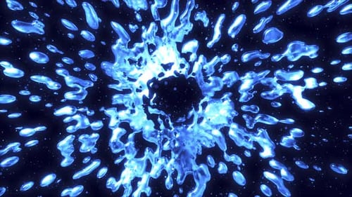 Abstract Glowing Blue Fluid Particles Loop Background
