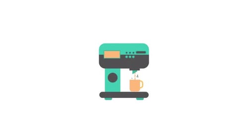 Flat Design Coffee Machine Icon Animation Pouring Drink