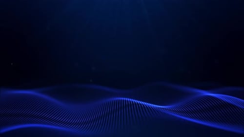 3D 4K Futuristic flight digital line landscape waves, dust particle Smart city big data connection t