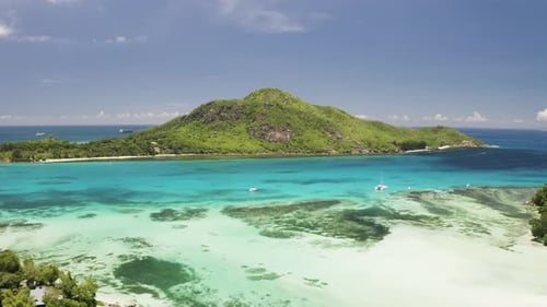 Aerial of Beautiful Seychelles Islands with Lovely Blue Seascape View