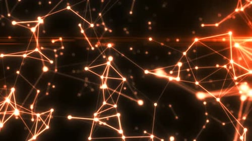 Abstract yellow orange energy lines plexus triangles