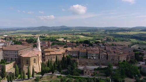 Aerial View of Pienza in Tuscany, Italy