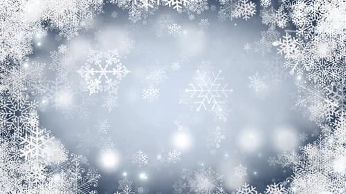 Animated Winter Snowflakes with Shimmering Bokeh and Decorative Frame