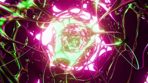Hochgeschwindigkeitsflug durch einen abstrakten Science-Fiction-Tunnel. Nahtlose Loop-Animation