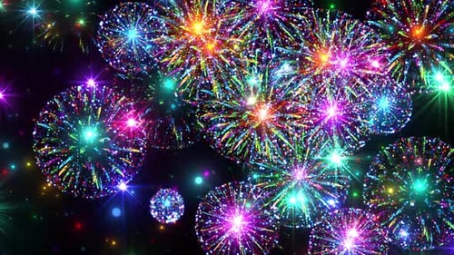 Vibrant Sparkling Fireworks Celebration Loop Background