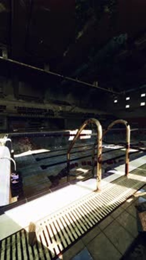Abandoned Pool Hall Under Dim Light