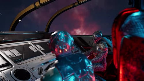 Außerirdische steuern Raumschiff und diskutieren über ihre Mission 4