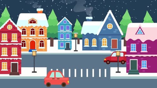 Cartoon Christmas Village Animation