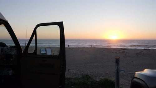 Sunset with open car door