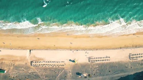 Summer seascape beautiful waves, blue sea water in sunny day. Esquinzo beach, Spain, Canary Island T
