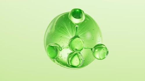 Molecule and green cosmetics liquid ball background