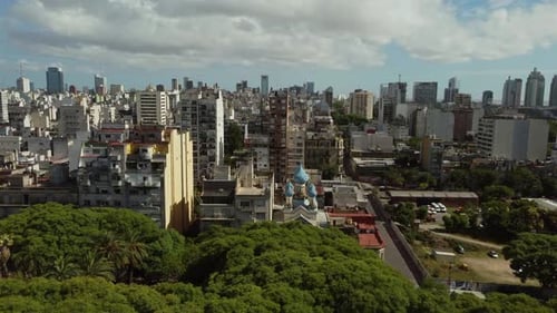 Urban Park with Church in Buenos Aires