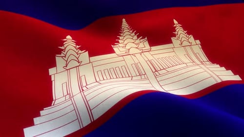 Cambodia Flag Waving Realistic Loop Animation