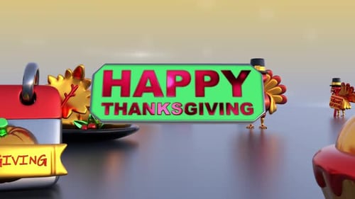 Happy Thanksgiving 3D Animated Holiday Elements