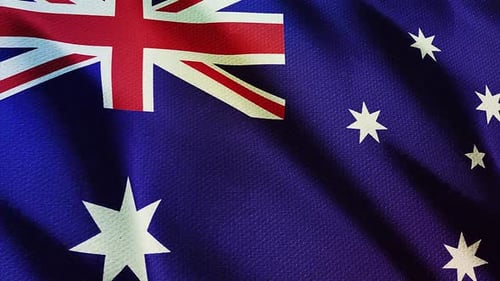 Seamless Loop of Realistic Waving Australian Flag