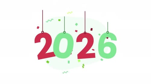 Flat Design 2026 New Year Celebration Title Animation