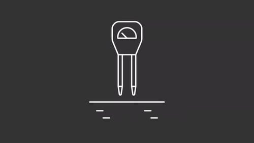 Animated soil test instrument white line icon