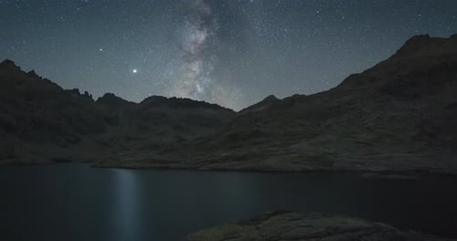 milky way rising over Gredos mountains in Castilla y Leon, Avila, Spain.
All night time lapse showin