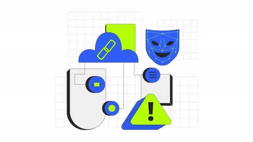 Animation de l'interface utilisateur d'intégration 2D de la sécurité du cloud et de la détection des menaces