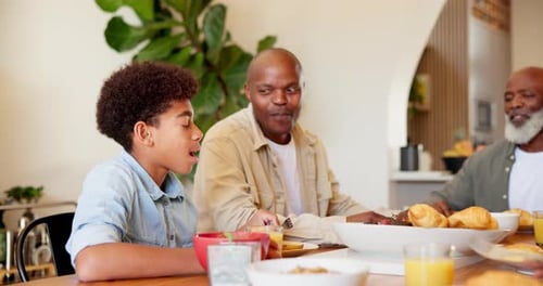 Family Enjoying Breakfast Together at Home