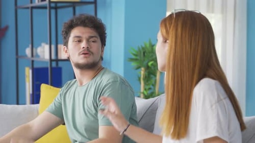 Couple fighting at home.