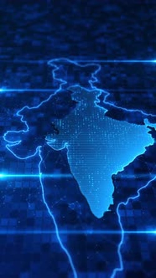 Mapa digital de la India, fondo futurista de la India. Mapa mundial, línea de puntos del mundo, estructura alámbrica global. 3D