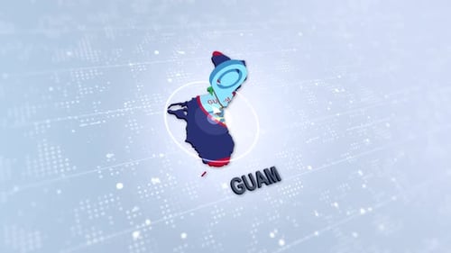 Animated Guam Map Location Pin Drop