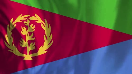 Eritrean Flag Waving Seamlessly with Realistic Fabric Movement