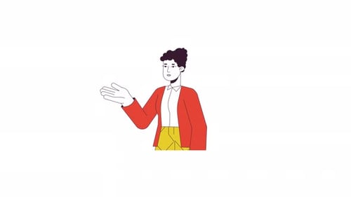 Animated Flat Design Woman Character Gesturing