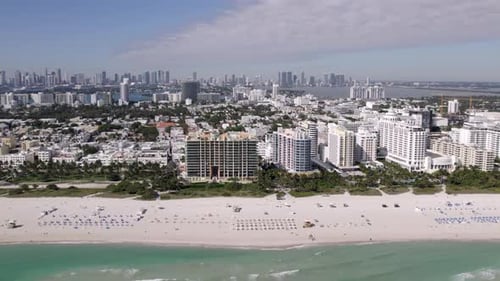 Aerial drone view of Miami beach