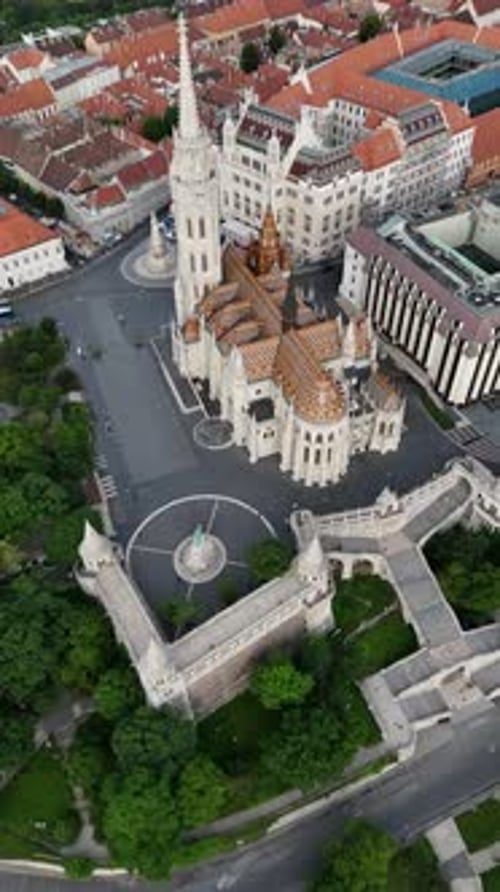 Aerial view of Fisherman's Bastion in Budapest