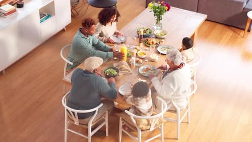 Family Meal Togetherness at Dining Room Table