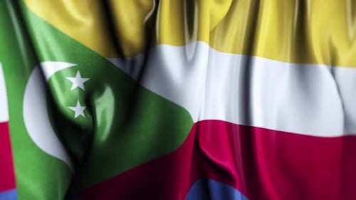 Comoros National Flag Waving in Wind