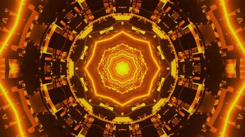 Abstract Glowing Neon Geometric Tunnel Loop Background