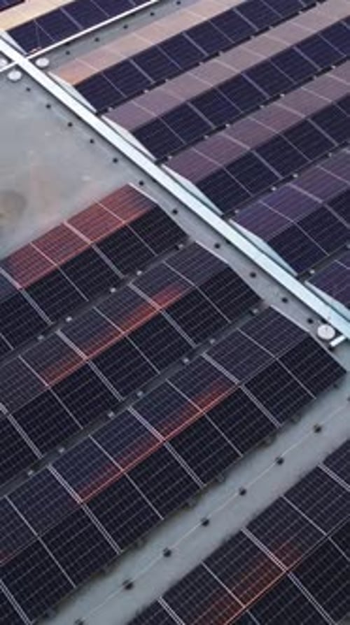 Aerial View of Solar Panels on Rooftop