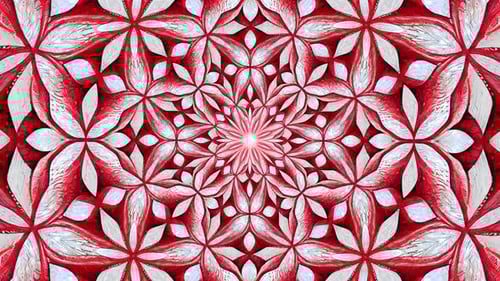 Endless Red and White Fractal Flower Pattern Texture Background Seamless Loop