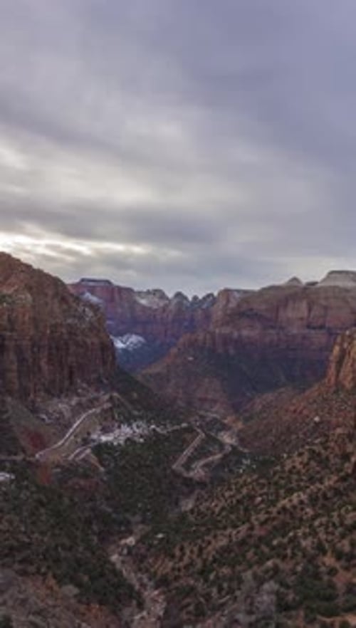 Canyon Overlook in Zion National Park at Sunset Utah USA Vertical Video