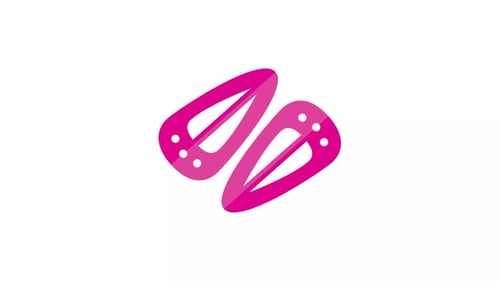 Animated Pink Hair Clips Flat Design