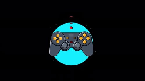 Animated Flat Design Wireless Game Controller Icon