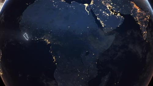 Realistic Earth Orbit and Zoom Glowing Borders Liberia