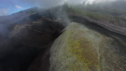 Aerial Panoramas of Cumbre Vieja Volcano After Eruption Spewing Smoke and Lava Over the Landscape in