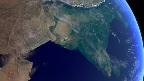 Planet Earth From Space. Asia, India. View From Orbit. Globe