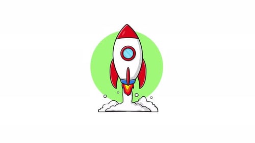 Cartoon Rocket Launch Animation for Startup and Innovation Concepts